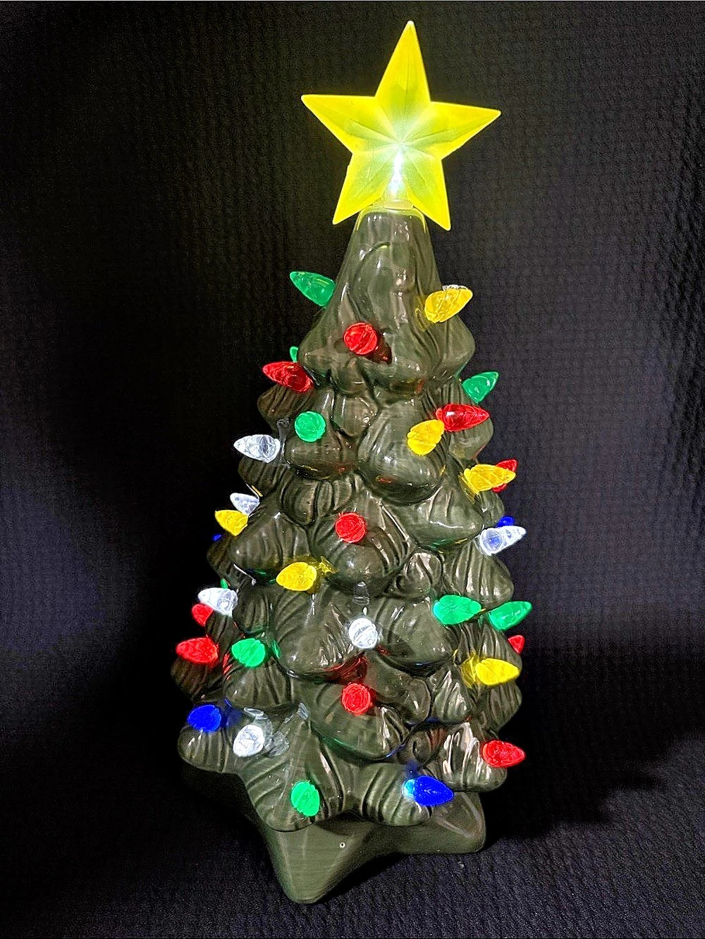 Lighted Ceramic Christmas Tree Decor. 12.5” tall.